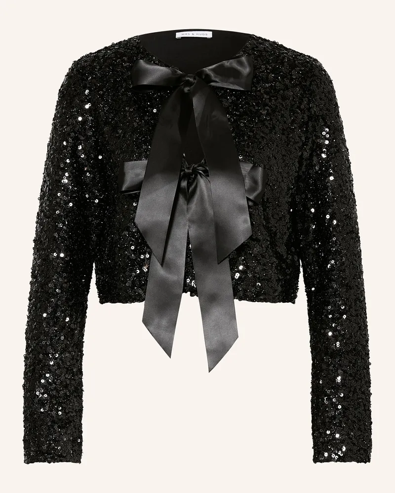 Mrs & HUGS Jacke mit Pailletten Schwarz