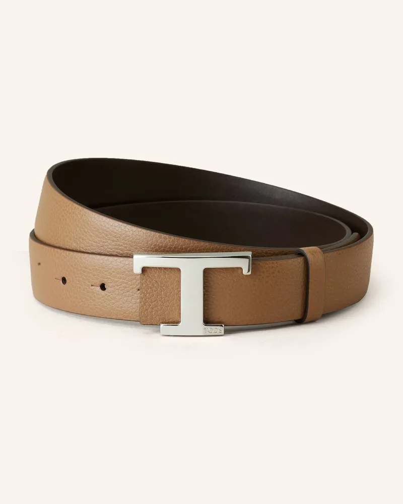 TOD'S Ledergürtel Zum Wenden beige Dunkelbraun