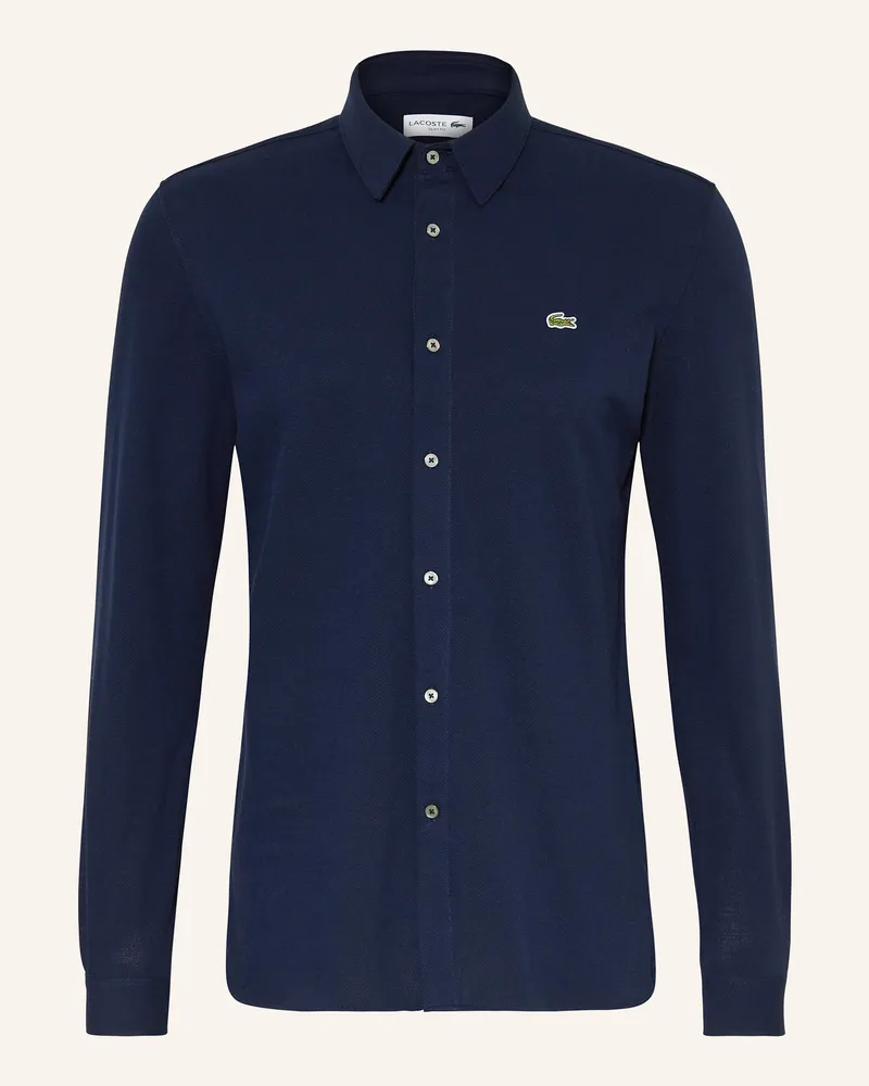 Lacoste Piqué-Hemd Slim Fit blau Dunkelblau