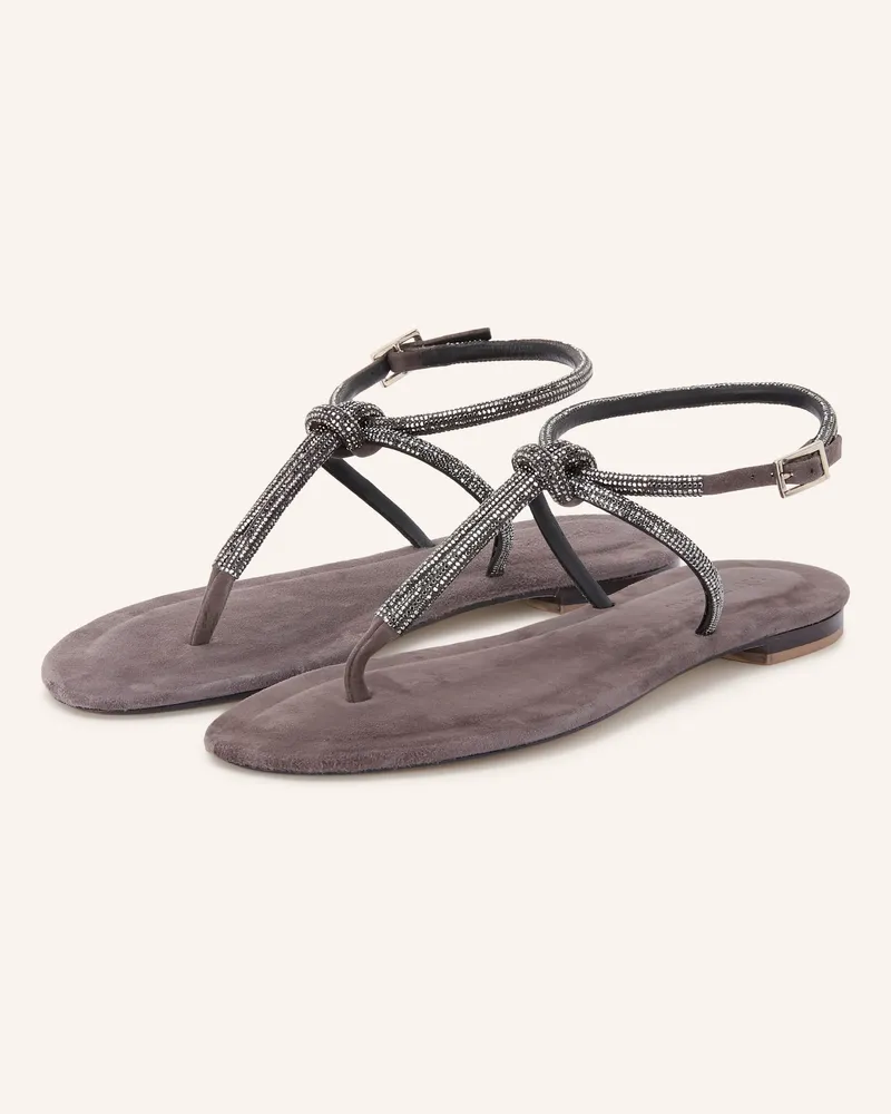 Viamercanti Zehentrenner Erchie Mit Schmucksteinen braun Dunkelgrau