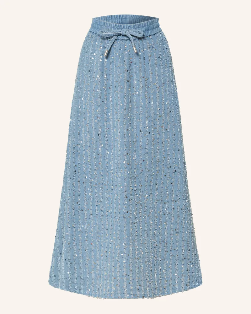 Milano Italy Jeansrock Mit Pailletten blau Hellblau
