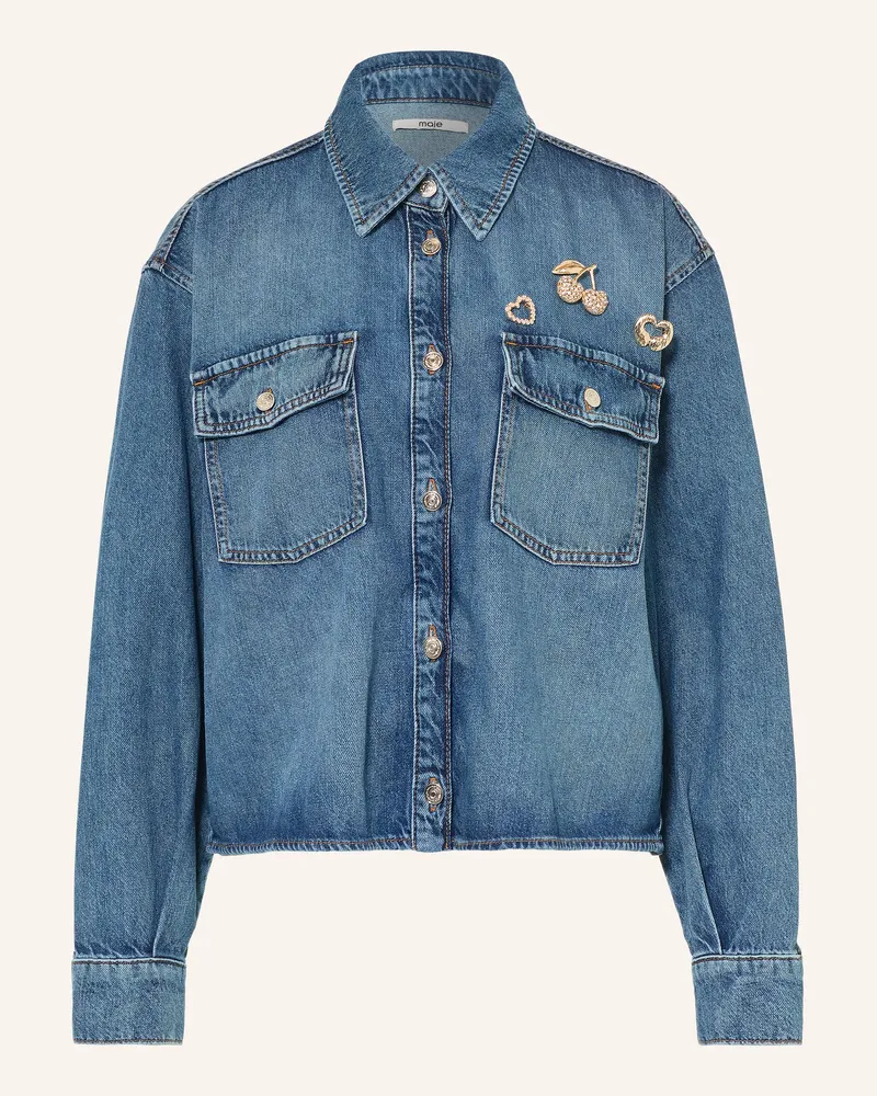 Maje Jeansjacke Mit Schmucksteinen Und Schmuckperlen blau 0201