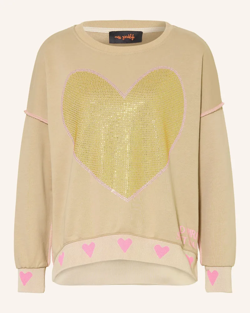 Miss Goodlife Sweatshirt Mit Schmucksteinen beige Beige