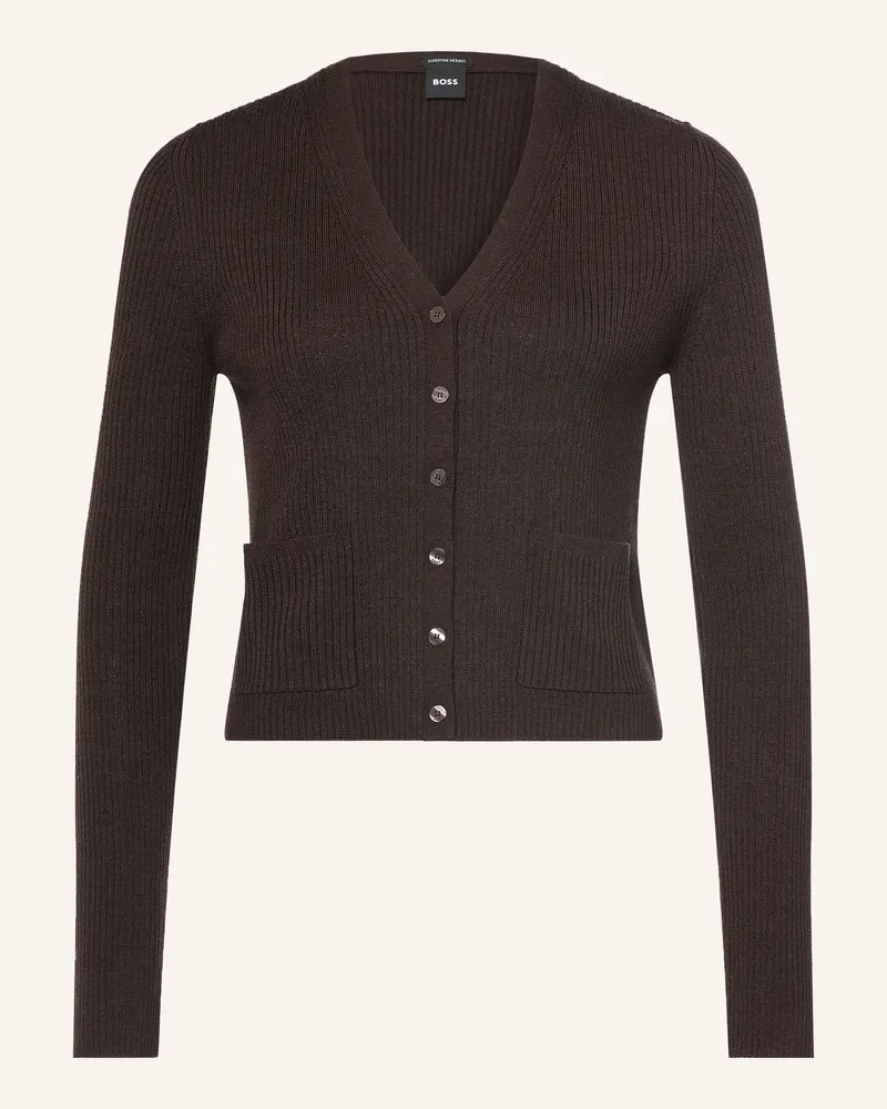 HUGO BOSS Strickjacke Feryn braun Dunkelbraun