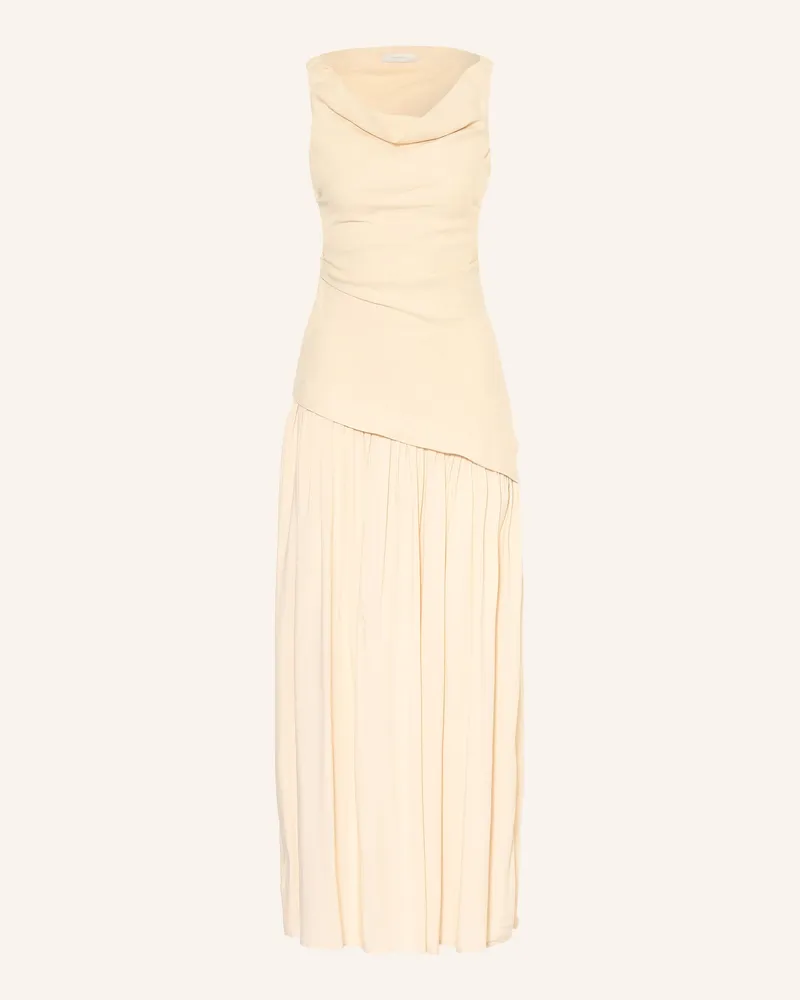 Faithfull The Brand One-Shoulder-Kleid ROMA im Materialmix mit Leinen Beige