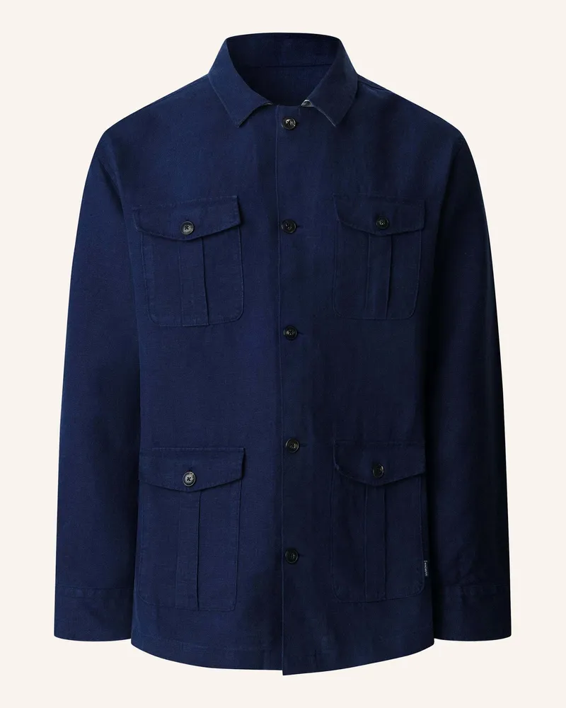 Hackett Fieldjacket Linen 4pk Overshirt blau Blau