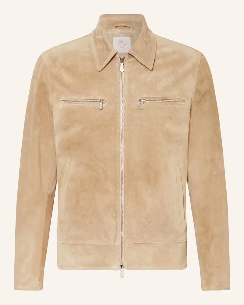 Eleventy Lederjacke Beige