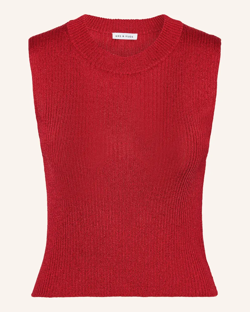 Mrs & HUGS Stricktop mit Glitzergarn Rot