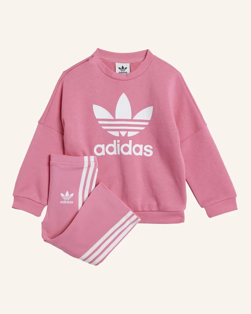 adidas Set Locker Sitzendes Crew-Oberteil Und Ausgestellte Leggings pink Rosa