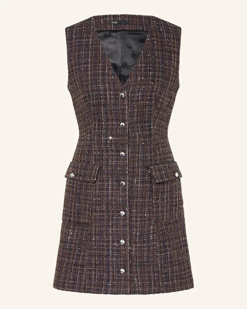 Maje Etuikleid RIBOWNA aus Bouclé Hellgrau