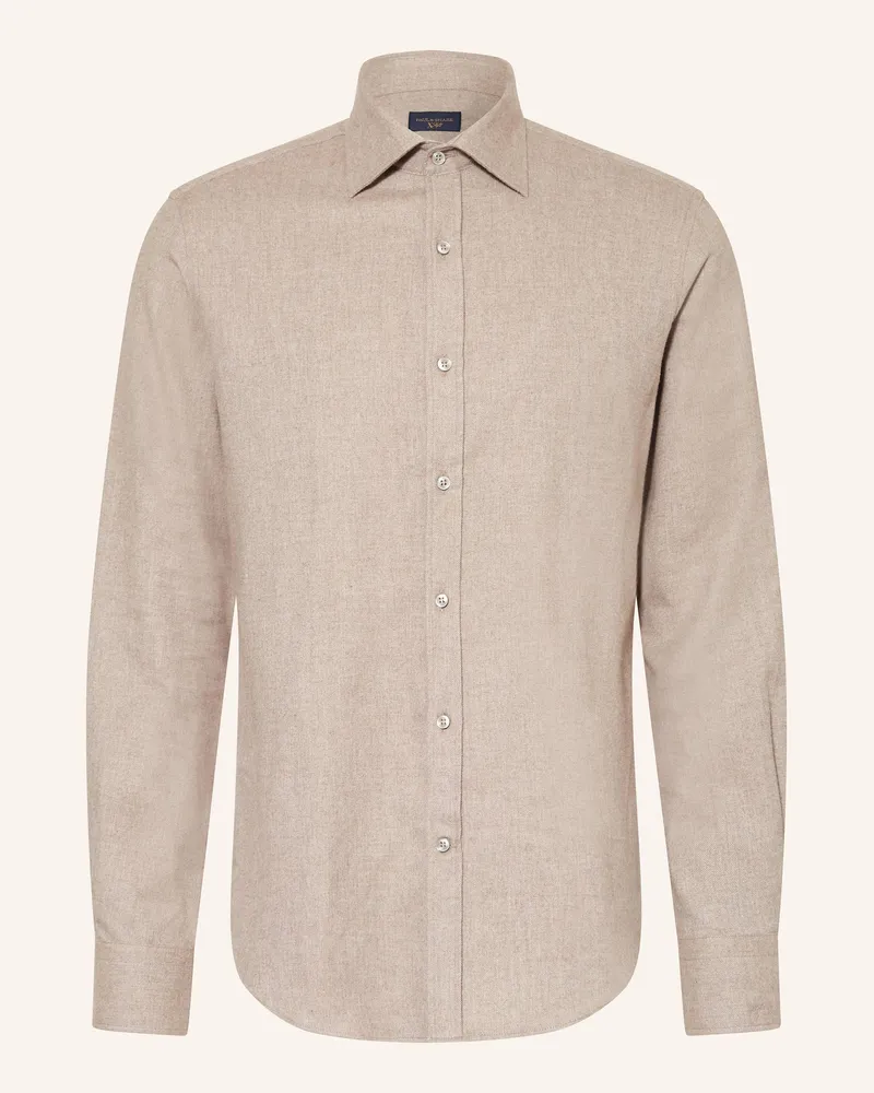 Paul & Shark Flanellhemd Comfort Fit Beige