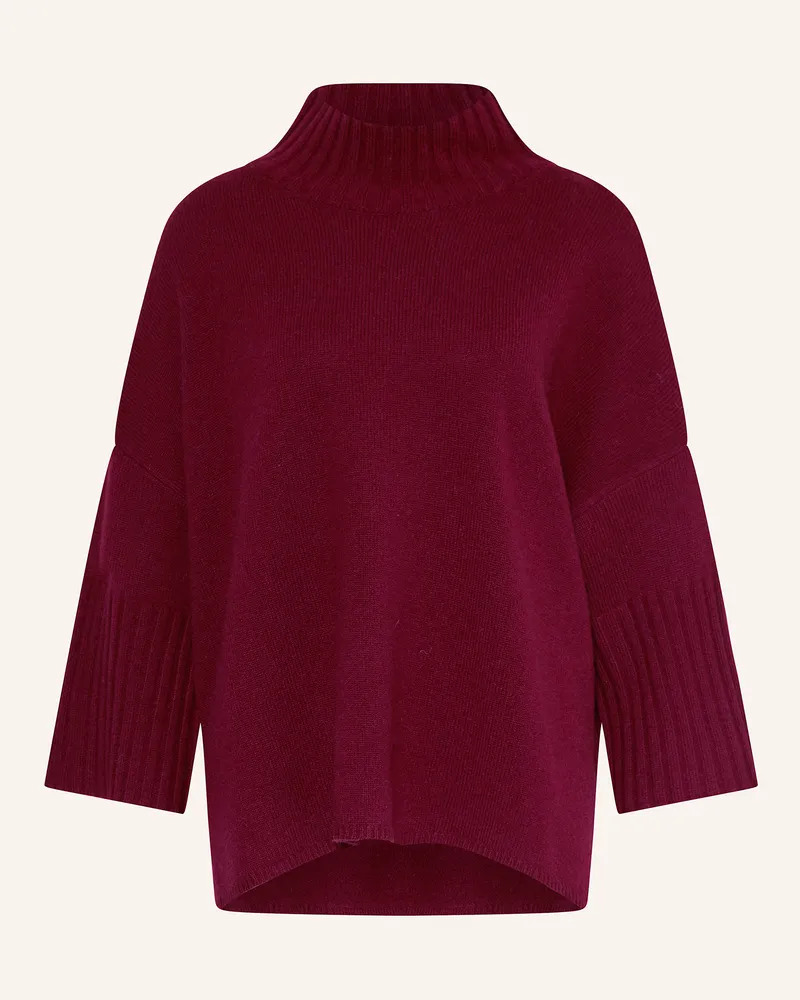 Mrs & HUGS Pullover aus Merinowolle Dunkelrot