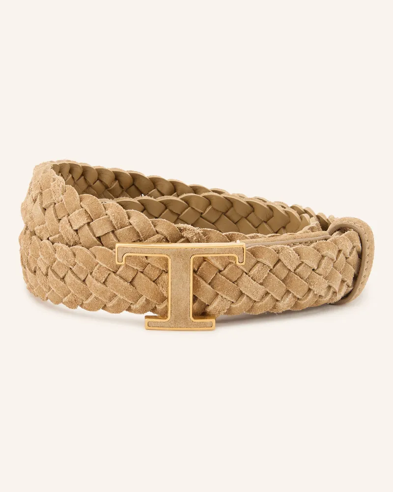 TOD'S Flechtgürtel Aus Leder braun Beige
