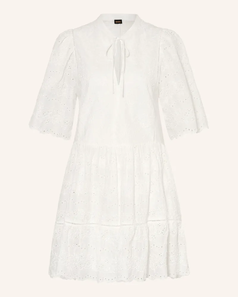 HUGO BOSS Kleid Denvita Aus Lochspitze Mit 3/4-Arm weiss Weiss