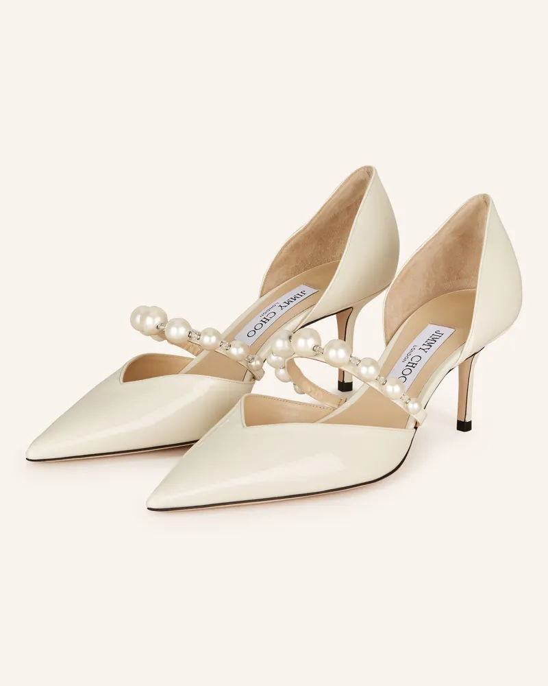 Jimmy Choo Pumps Aurelie 65 Mit Schmuckperlen weiss Ecru
