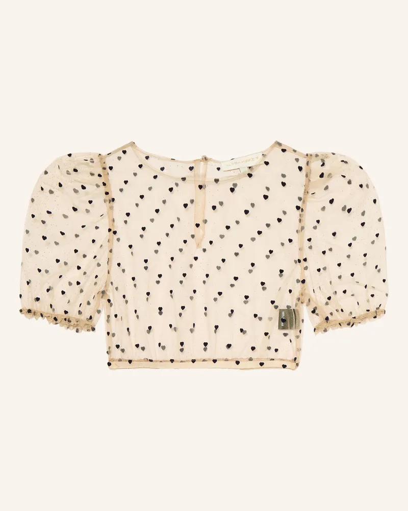 AlpenHERZ Dirndlbluse Lola blau Beige