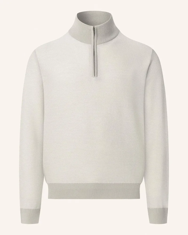 Hackett Pullover HONEYCOMB STITCH HZIP Creme
