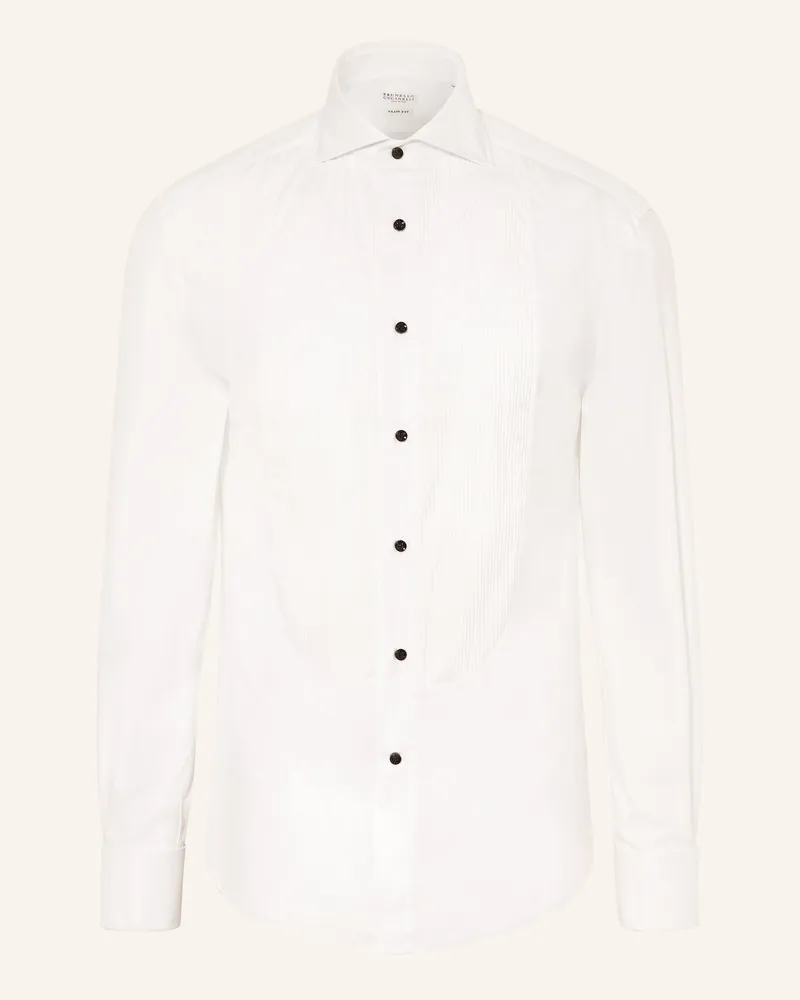 Brunello Cucinelli Smoking-Hemd Slim Fit weiss Weiss