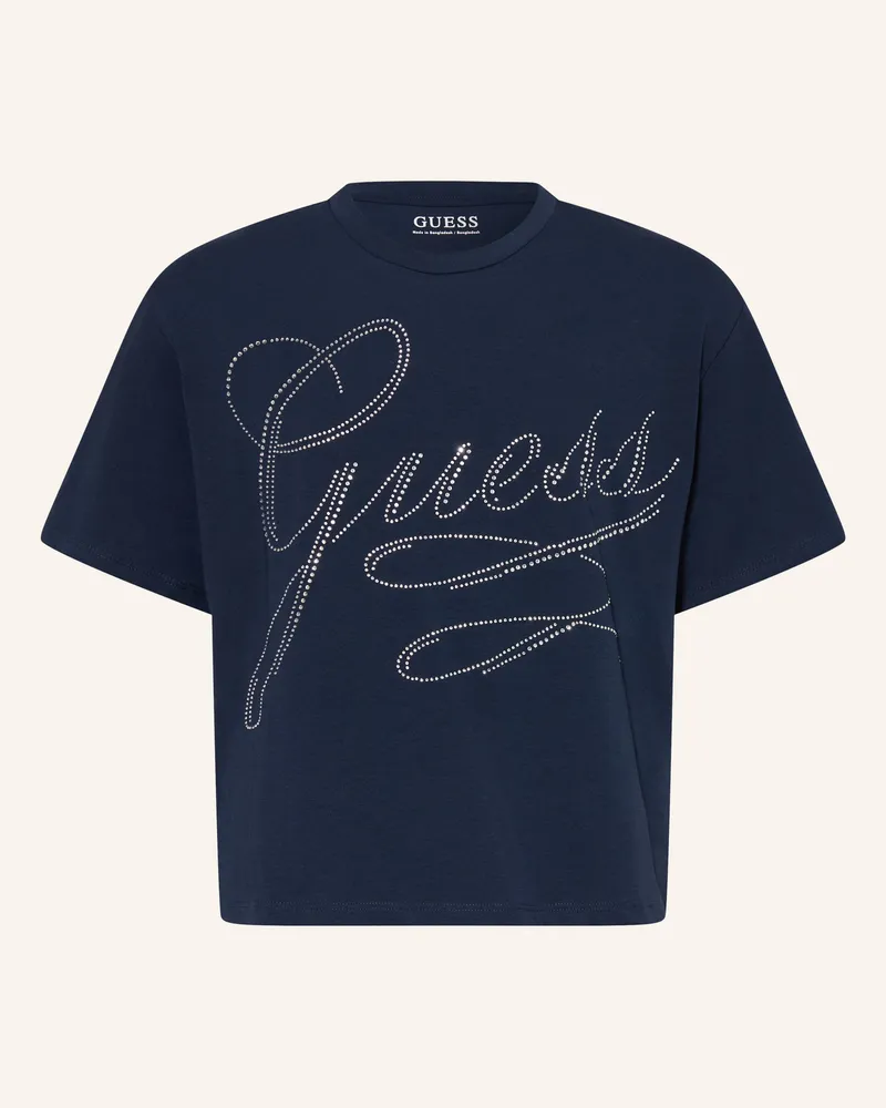 Guess T-Shirt Mit Schmucksteinen blau Dunkelblau