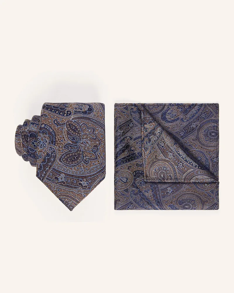 paul Set: Krawatte Und Einstecktuch braun Braun