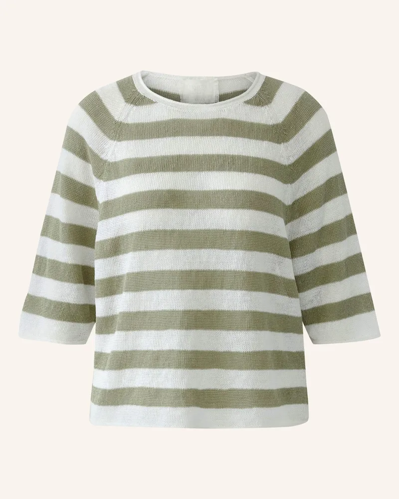 Oui  Strickshirt Aus Leinen Mit 3/4-Arm weiss Weiss