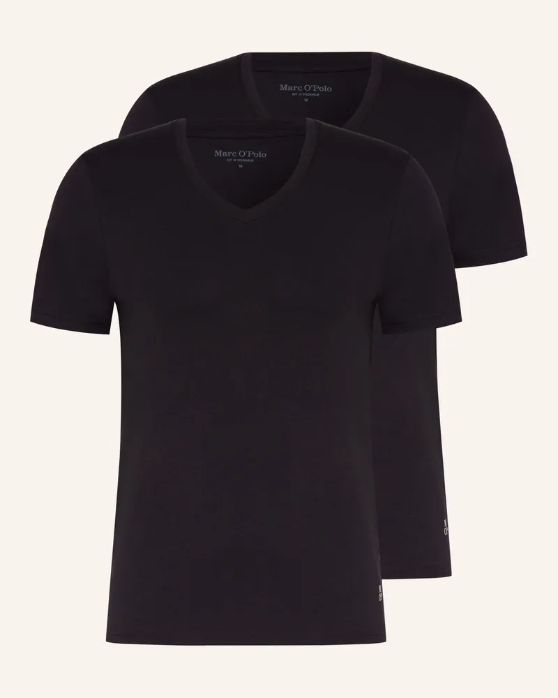 Marc O'Polo 2er-Pack V-Shirts schwarz Schwarz