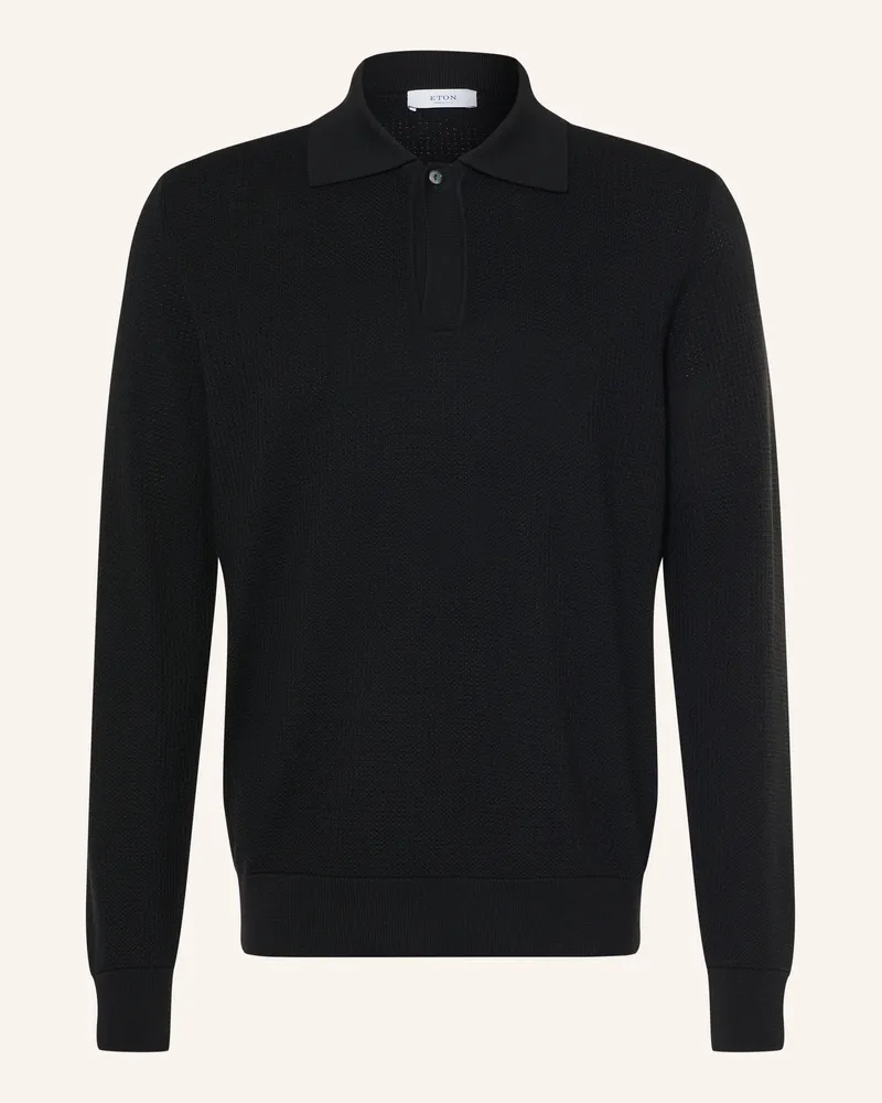 Eton Strick-Poloshirt Aus Merinowolle schwarz Schwarz