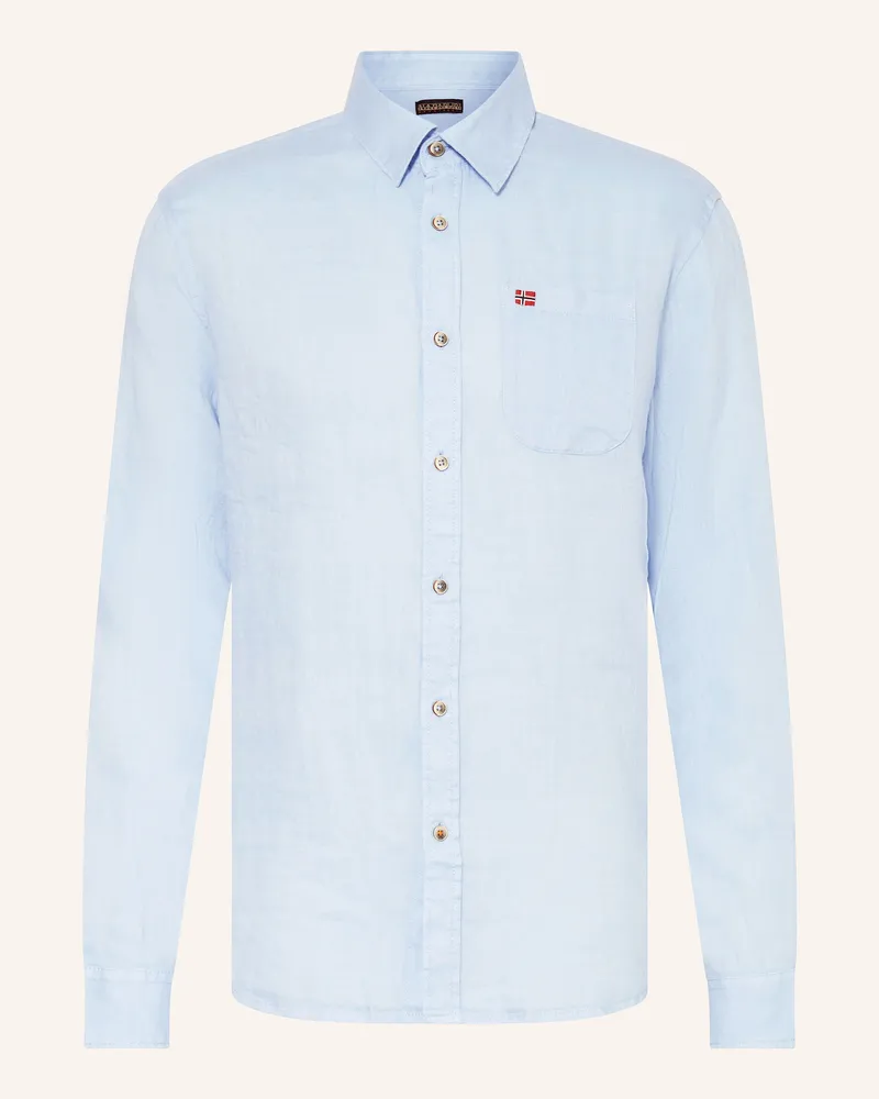 Napapijri Leinenhemd G-Linen Ls Regular Fit blau Hellblau