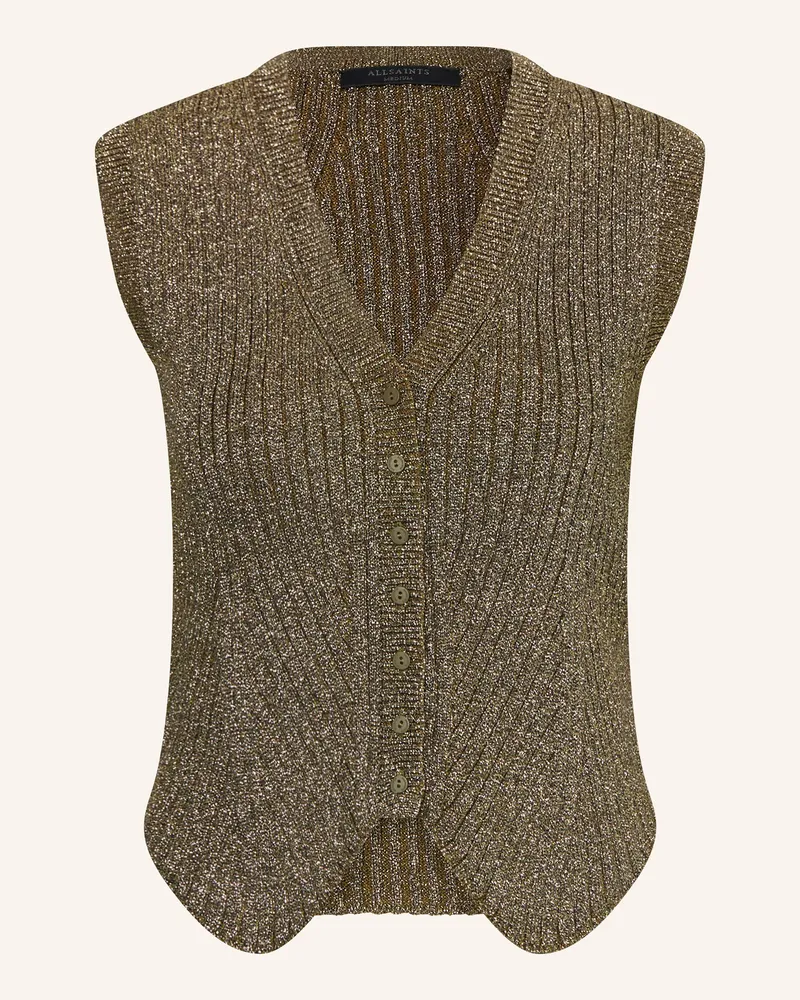 AllSaints Strickweste CRUZ mt Glitzergarn Gold