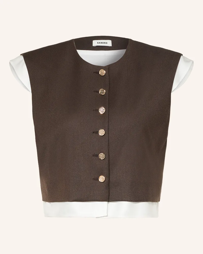Sandro Cropped-Blazerweste braun Dunkelbraun