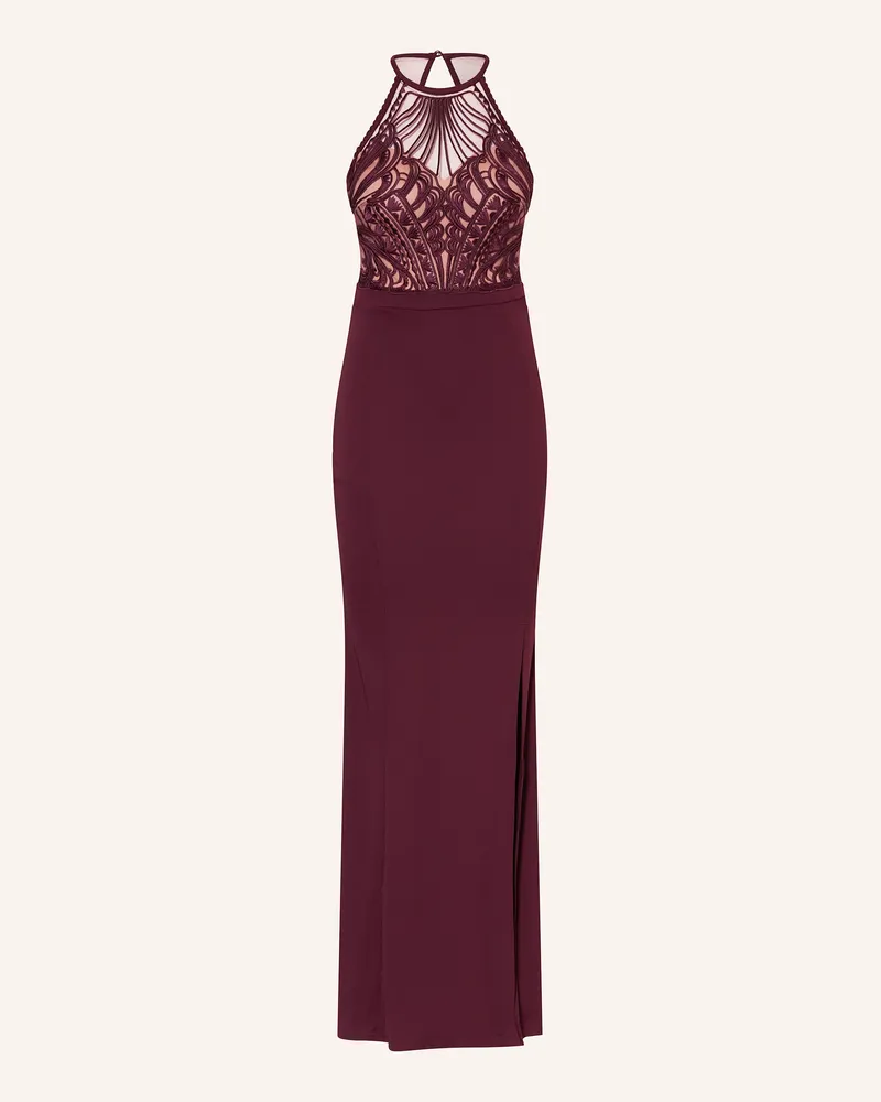 Lipsy  Abendkleid mit Spitze Dunkelrot