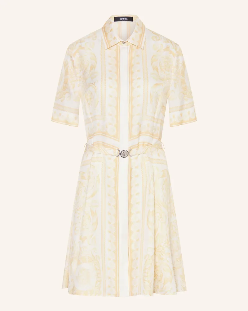 Versace Hemdblusenkleid Aus Seide gold Weiss