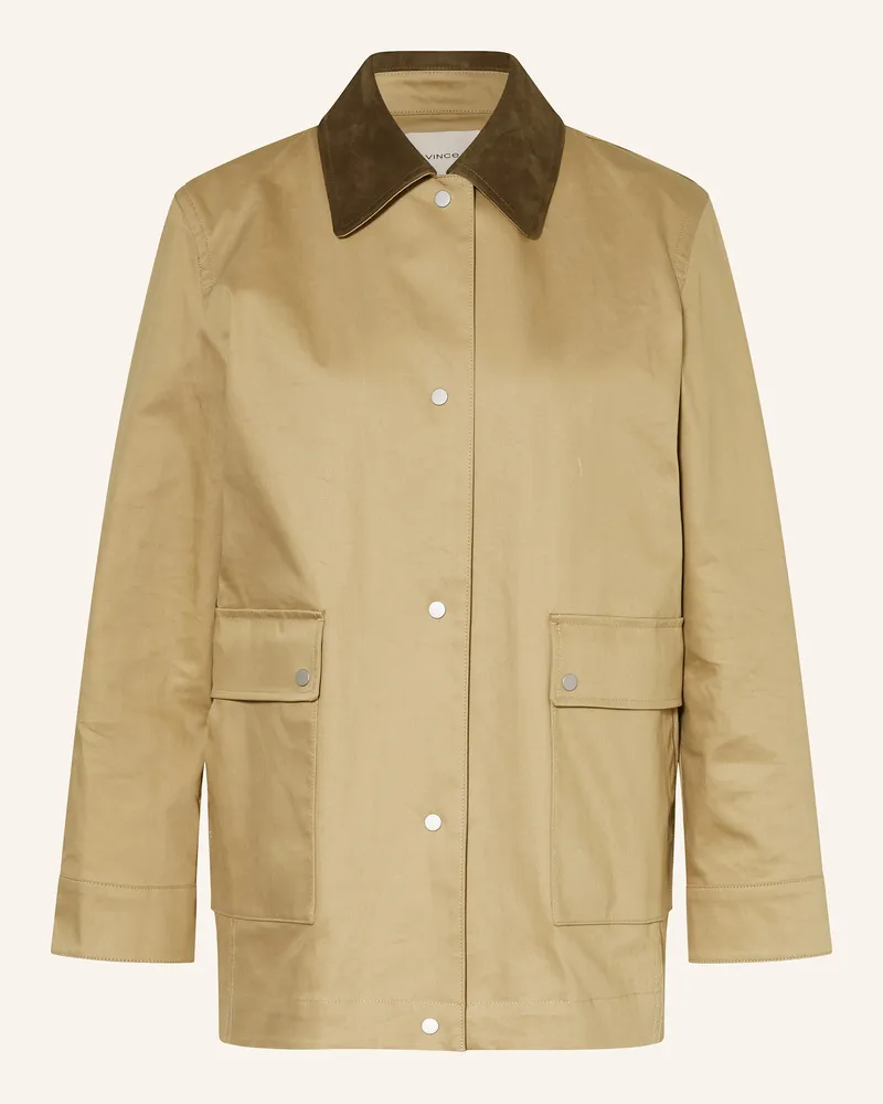 Vince Jacke mit Leder Camel