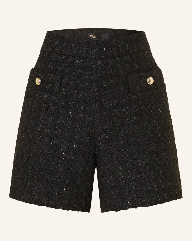 Maje Tweed-Shorts mit Pailletten Schwarz