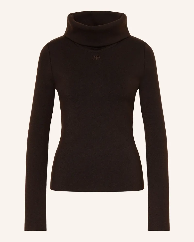 Courrèges Rollkragenpullover Aus Merinowolle braun Dunkelbraun