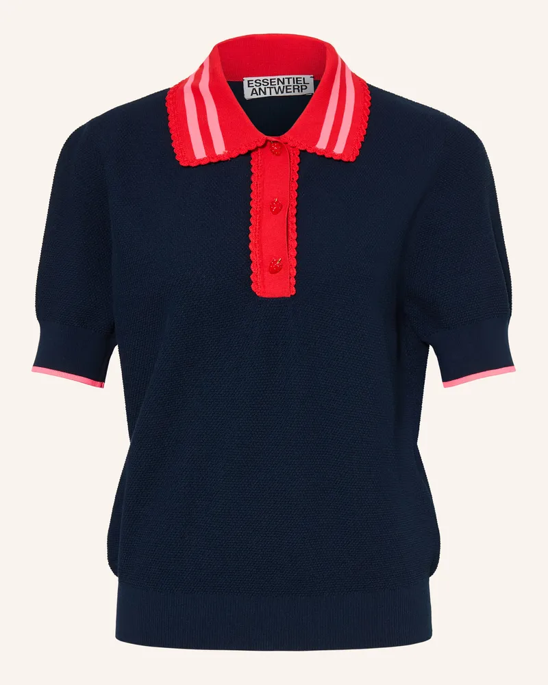 Essentiel Strick-Poloshirt blau Dunkelblau