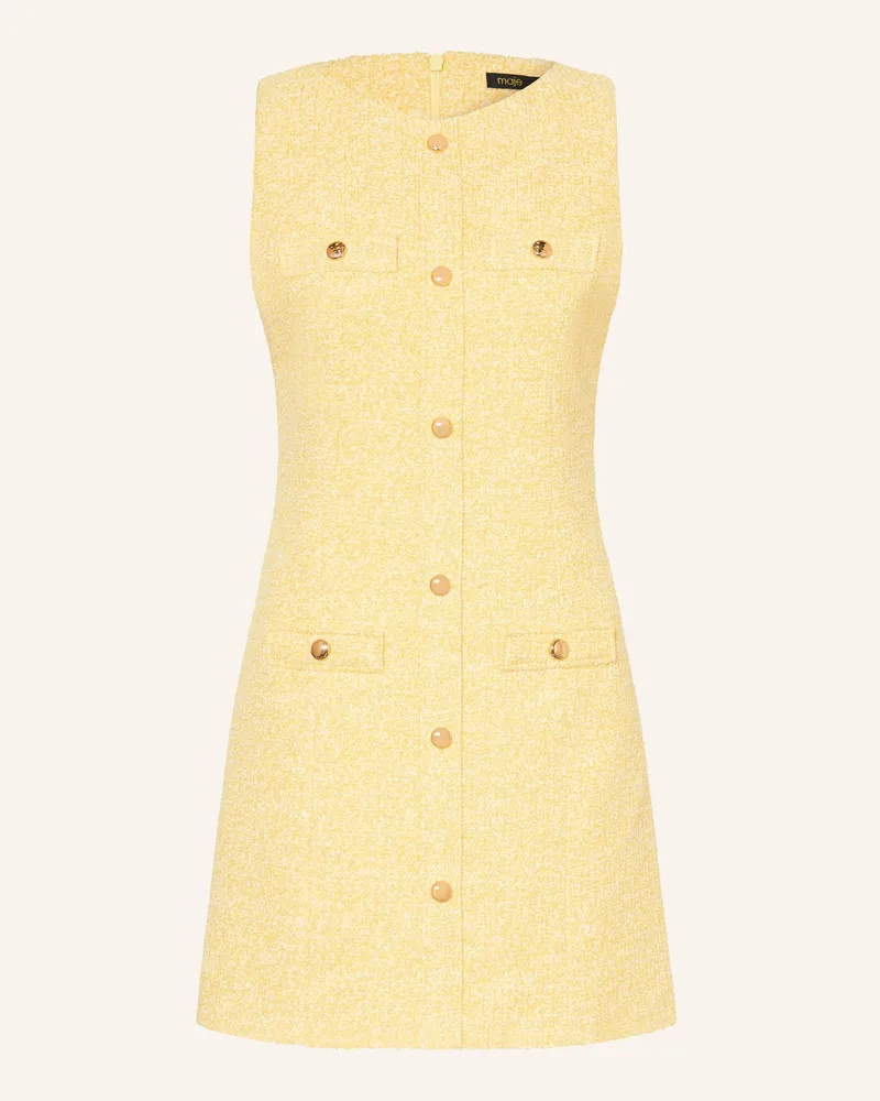 Maje Bouclé-Kleid Mit Glitzergarn gelb Hellgelb