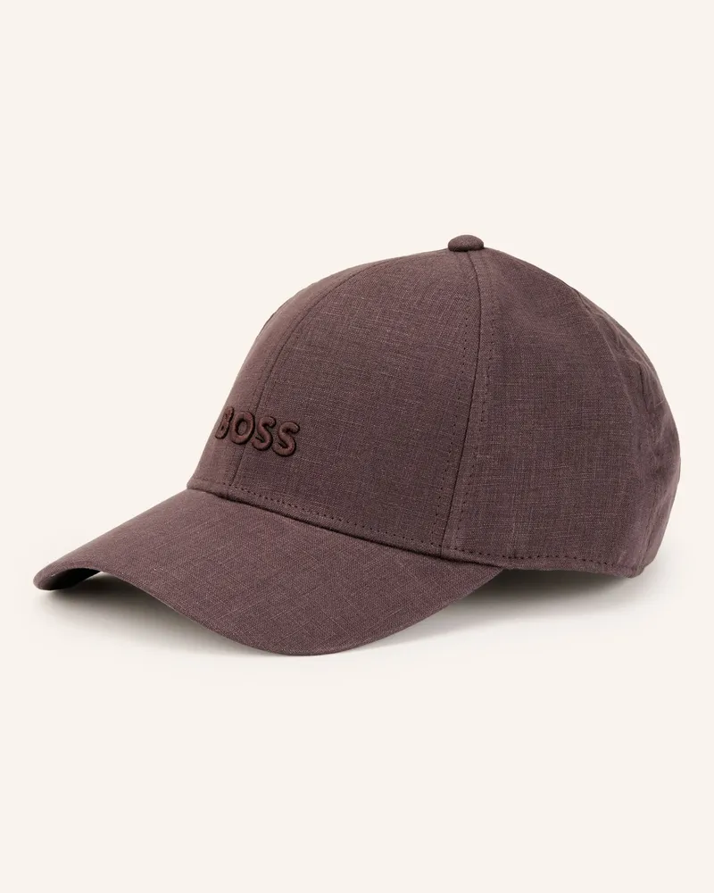 HUGO BOSS Leinen-Cap Zed braun Dunkelbraun