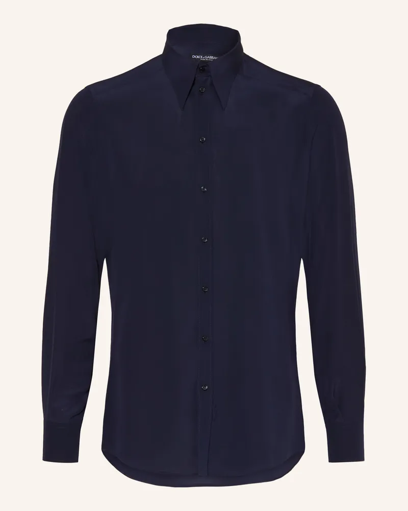 Dolce & Gabbana Seidenhemd Regular Fit blau Dunkelblau
