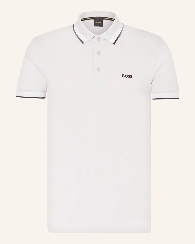 HUGO BOSS Piqué-Poloshirt PADDY CURVED Regular Fit Hellgrau