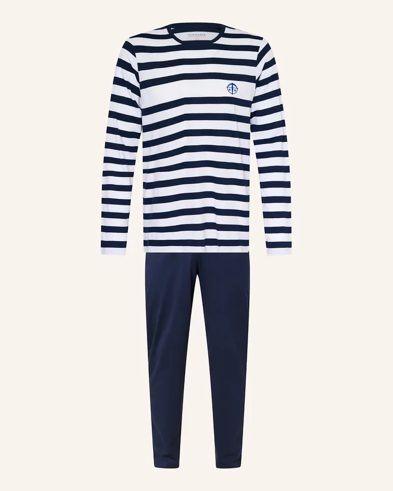 Schiesser Schlafanzug SCHIESSER 150 YEARS Dunkelblau