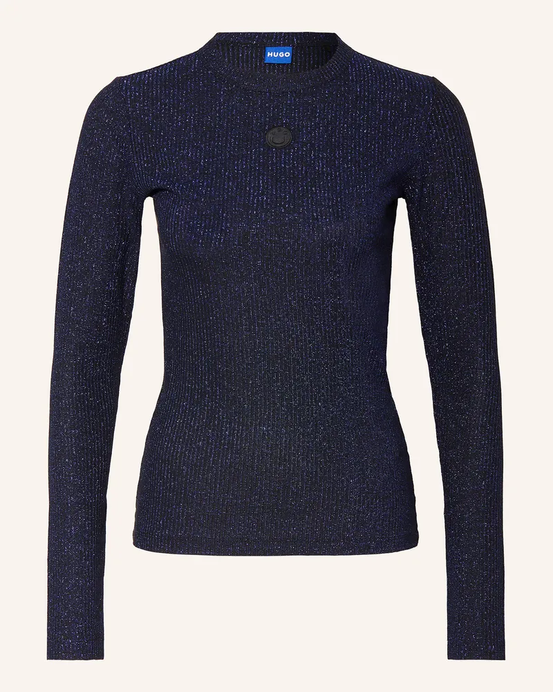 HUGO BOSS Longsleeve DALOREN mit Glitzergarn Schwarz