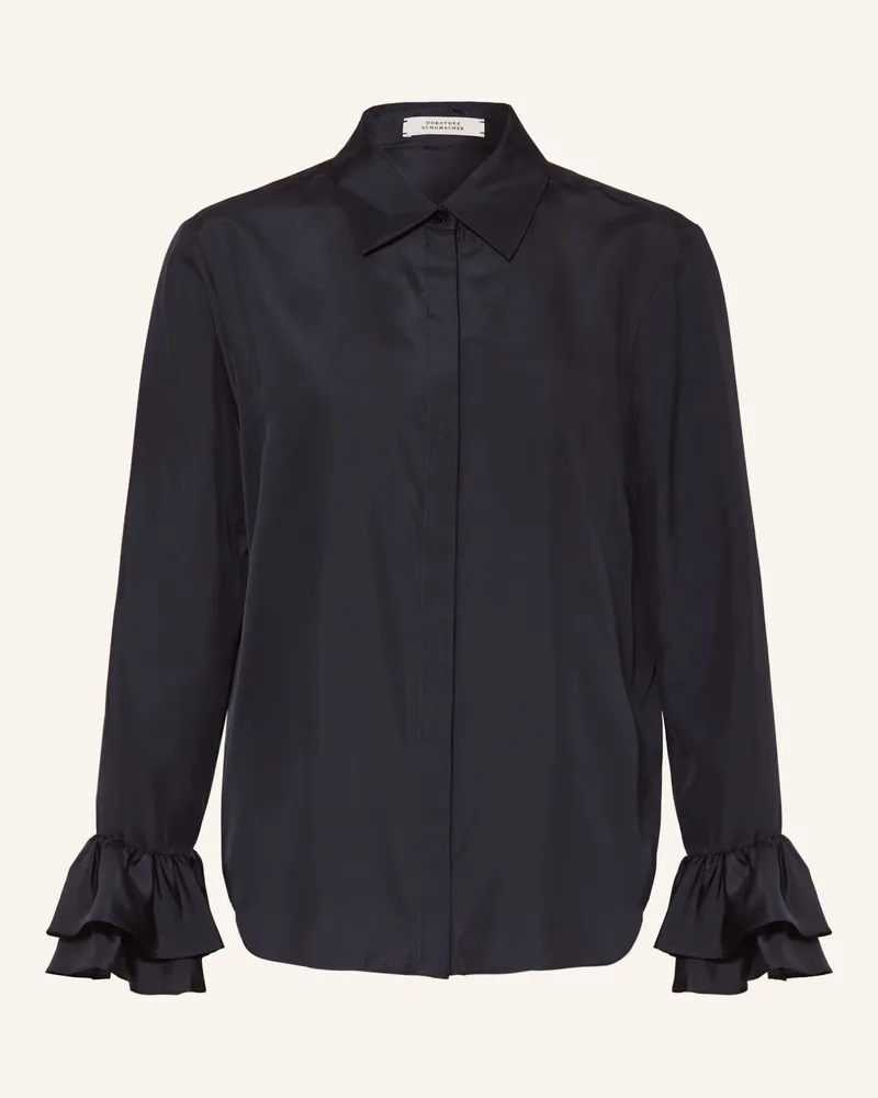 Dorothee Schumacher Hemdbluse Playful Volumes Aus Seide Mit Rüschen blau Dunkelblau