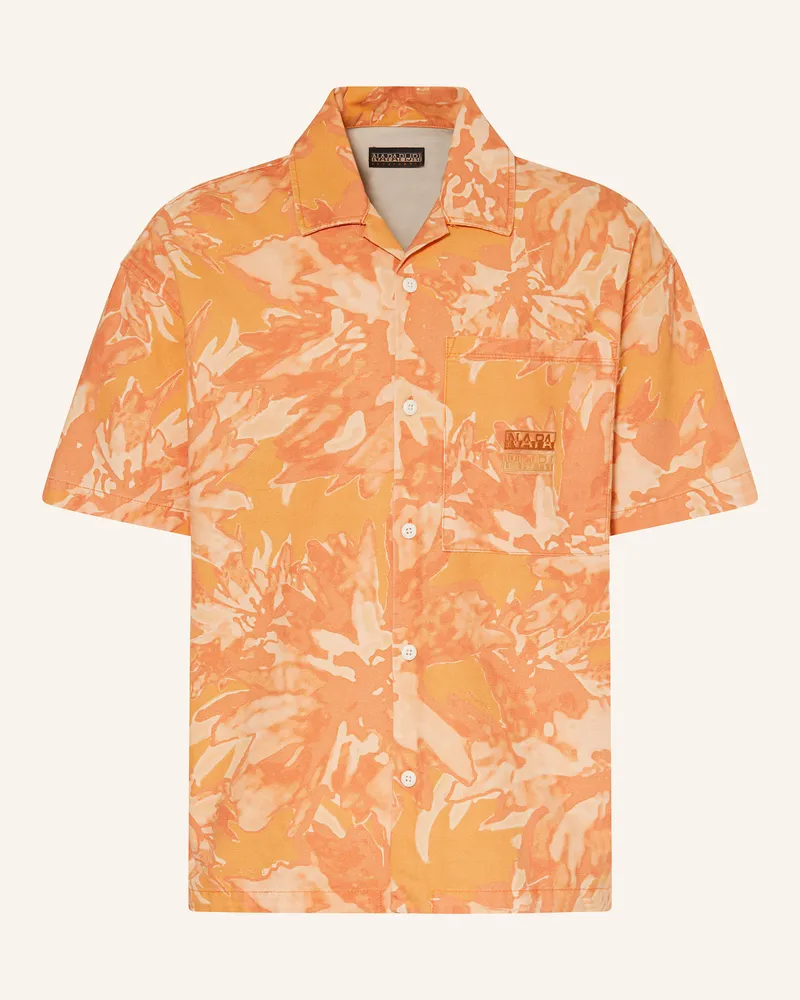 Napapijri Resorthemd Talla Comfort Fit schwarz Orange