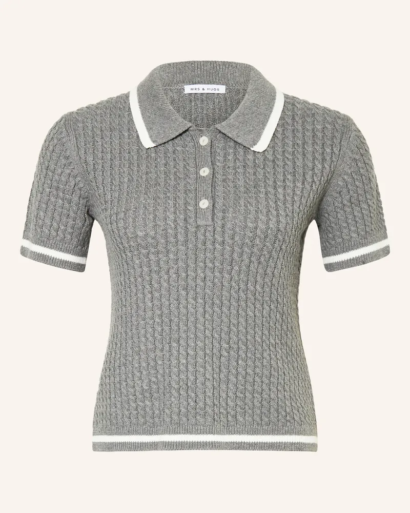 Mrs & HUGS Strick-Poloshirt grau Grau