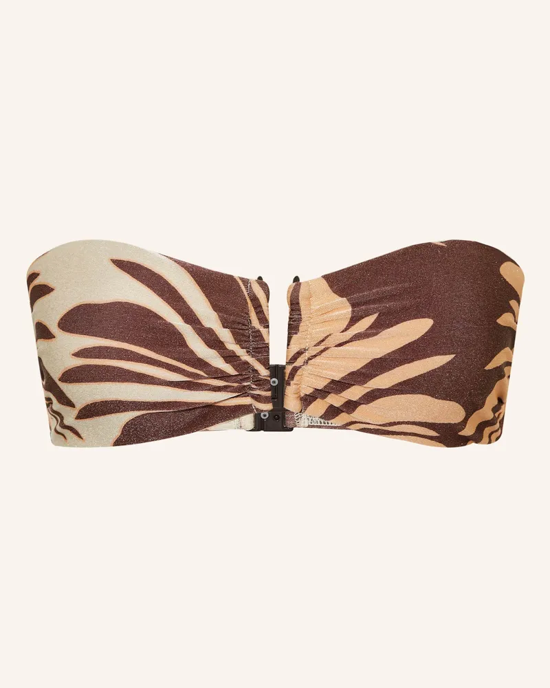 JETS Australia Bandeau-Bikini-Top DAHLIA PALM mit Glitzergarn Dunkelbraun