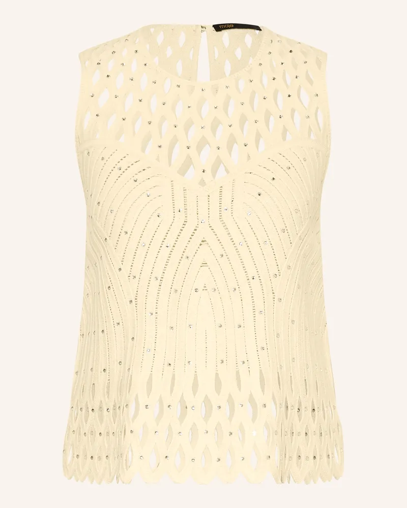 Maje Stricktop Mit Schmucksteinen gelb Ecru