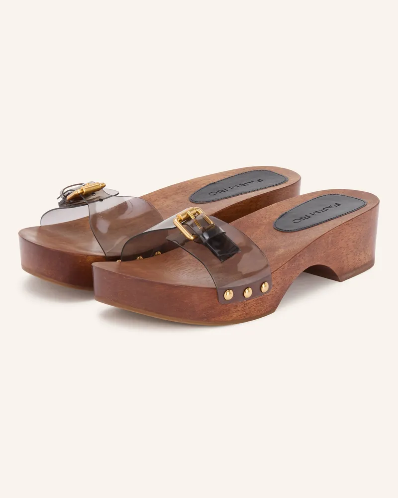 FARM Rio Plateau-Mules Jelly Mit Nieten braun Schwarz