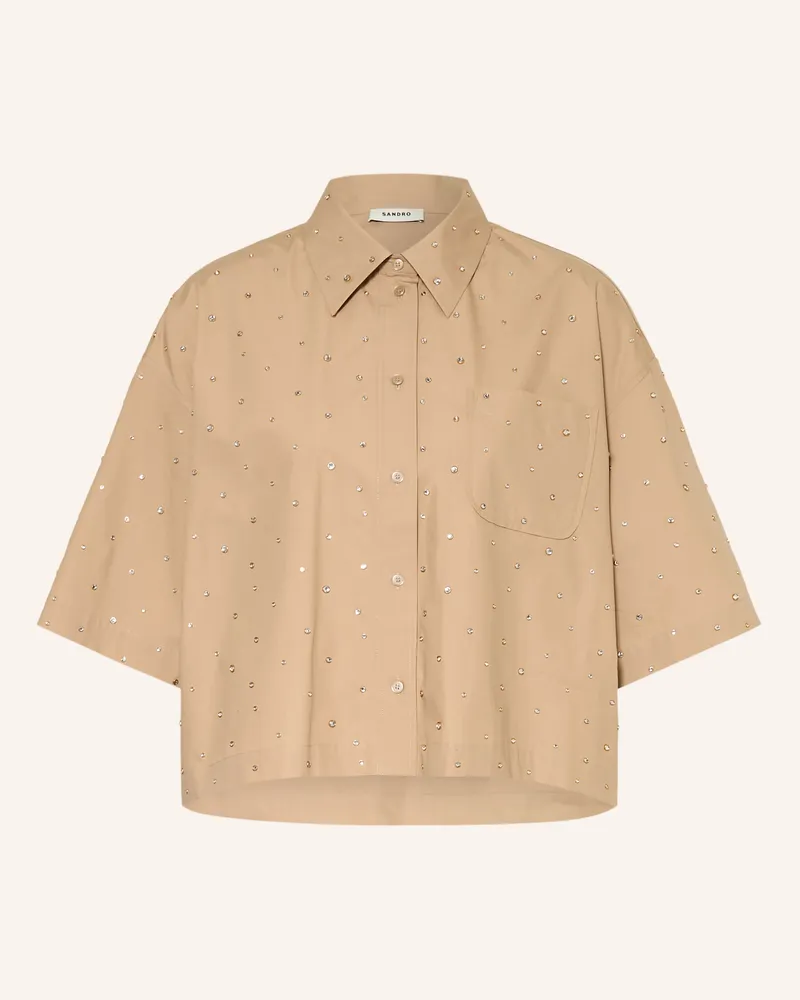 Sandro Hemdbluse Mit 3/4-Arm Und Schmucksteinen beige Beige