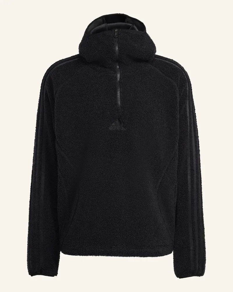 adidas BORG FLEECE TEAMGEIST 1/4 ZIP HOODIE Schwarz